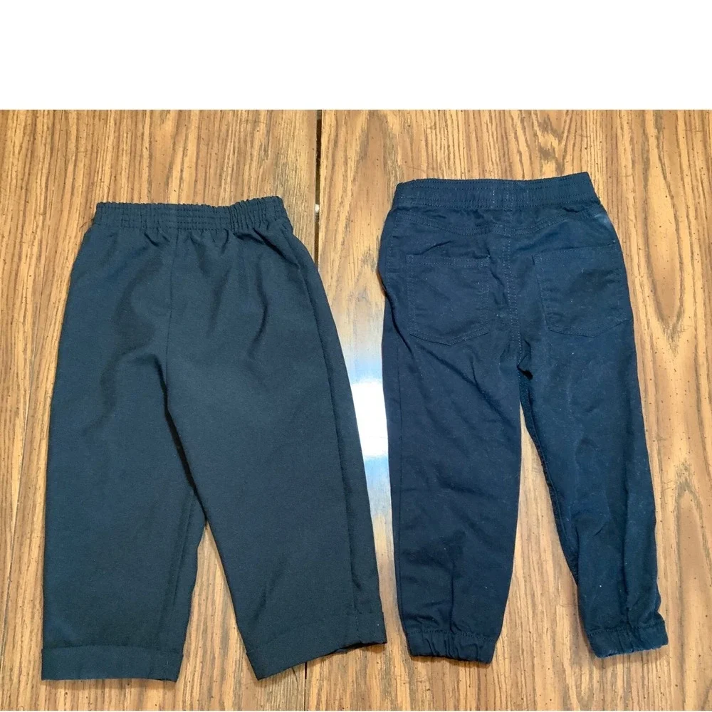 Bundle 24m Kids Headquarters Pull On Pants 2-Pack Elastic Waist Casual Black 24M